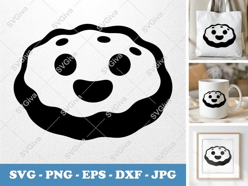 Frittata with Smiling Face SVG, Puffy Pillow-Soft Shapes, No Sharp Corners | PNG DXF EPS for Cricut Silhouette