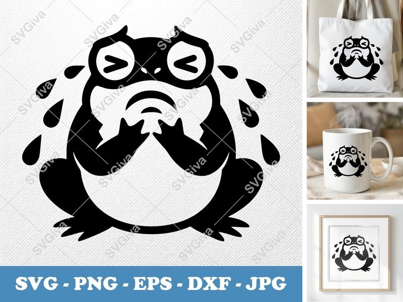 Frog Crying SVG, Sad Toad PNG, EPS, DXF | Cute Cartoon Animal Cut File for Cricut & Silhouette, Modern Design