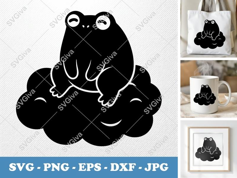 Frog SVG | Puffy Cloud Shapes | Inflated Pillow-Soft Frog Design | PNG DXF EPS | Cricut Silhouette File