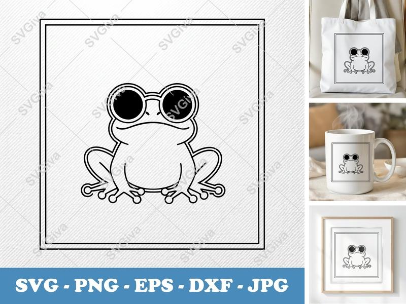 Frog Wearing Sunglasses SVG PNG DXF EPS | Cricut Silhouette Cut File Vector Art