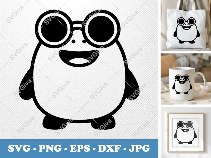 Frog Wearing Sunglasses SVG | Puffy Soft Shapes | Inflated Pillow Art | PNG DXF EPS | Cricut Silhouette File