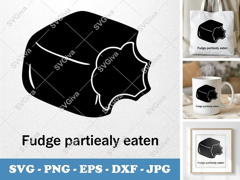Fudge Partially Eaten SVG | Puffy Pillow Soft Cut File | PNG DXF EPS | Cricut Silhouette Design