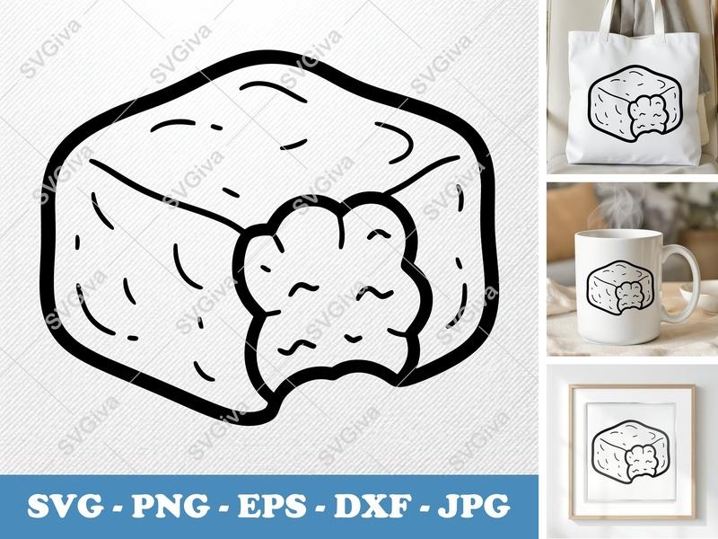 Fudge SVG | Bitten Dessert Clip Art | Modern Sweet Treat Cut File for Cricut, Silhouette | PNG, EPS, DXF Included