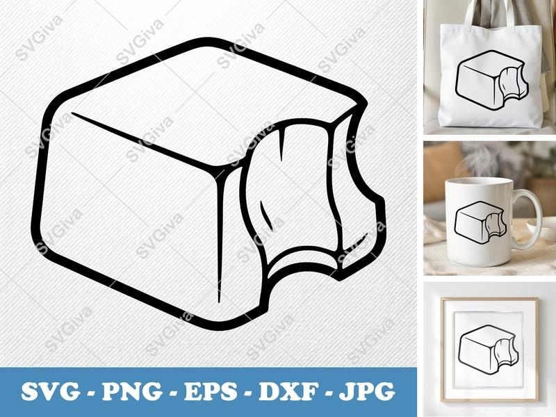 Fudge SVG | Bitten Fudge Cube Clipart | Modern Sweet Treat Cut File | PNG EPS DXF for Cricut & Silhouette
