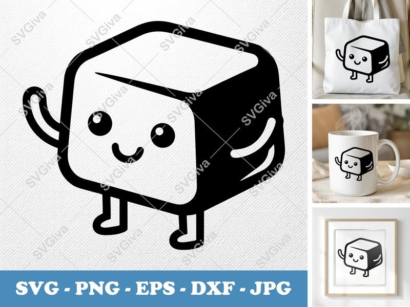 Fudge SVG | Cute Cartoon Block Character | Modern Clean Design | PNG EPS DXF | Cricut Silhouette Cut File