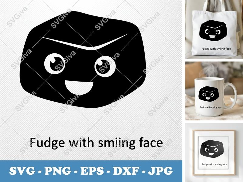 Fudge SVG | Happy Face Icon, Cute Cartoon Candy, Modern Food Graphic | PNG EPS DXF for Cricut Silhouette