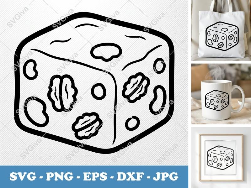 Fudge SVG | Modern Clean Design | Nutty Candy Treat | PNG EPS DXF for Cricut & Silhouette