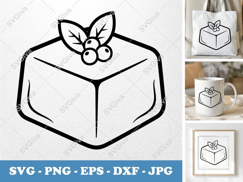 Fudge SVG | Modern Clean Design with Berries & Leaves | PNG EPS DXF | Cricut Silhouette Cut File