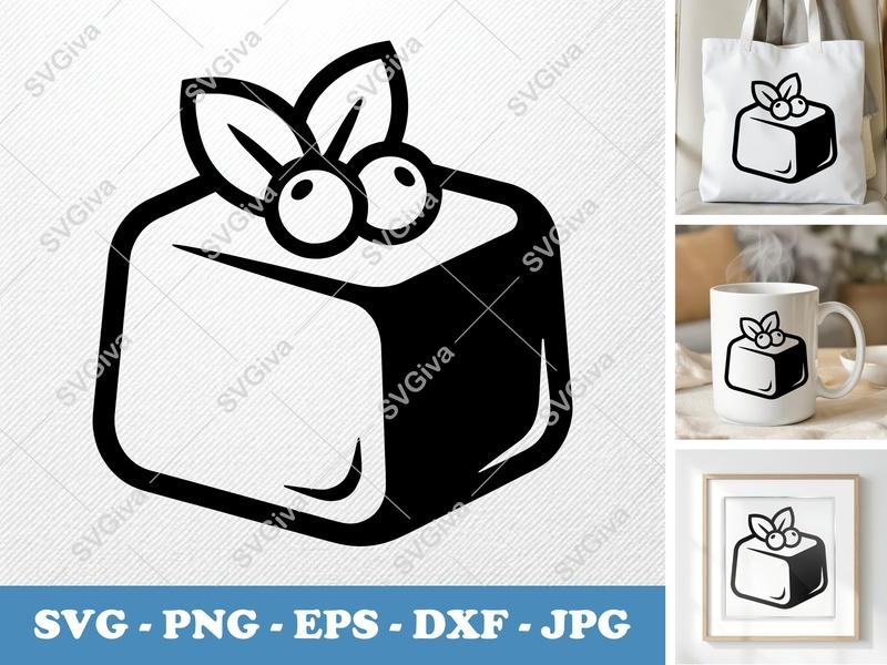Fudge SVG | Modern Clean Design with Berries | PNG EPS DXF for Cricut & Silhouette | Sweet Treat Cut File