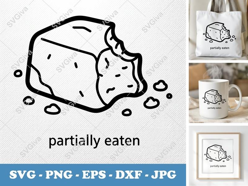 Fudge SVG | Partially Eaten Candy Cut File | Modern Food PNG, EPS, DXF for Cricut & Silhouette | Sweet Treat Clipart