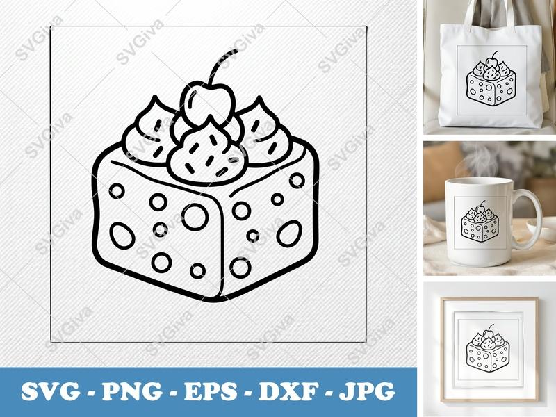 Fudge with Garnish SVG | Rounded Friendly Forms | PNG DXF EPS | Cricut Silhouette Cut File