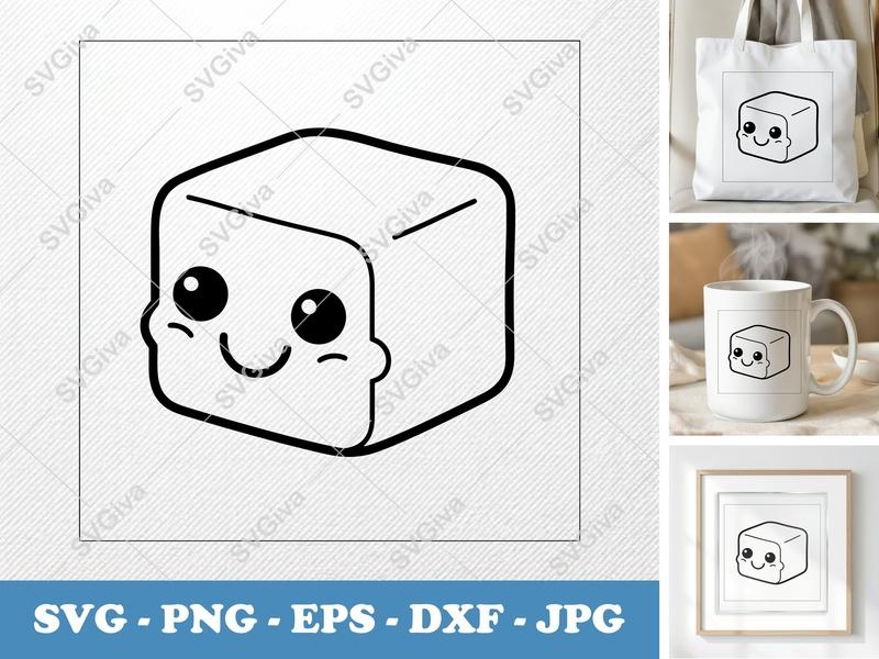 Fudge with smiling face SVG | Kawaii Rounded Friendly Bean-Shaped Design | PNG DXF EPS | Cricut Silhouette File