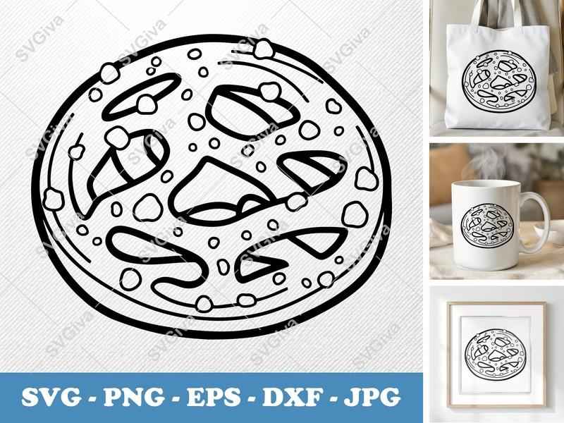 Funnel Cake SVG | Friendly Bean-Shaped Cut File | Rounded Dessert Design | PNG DXF EPS for Cricut & Silhouette