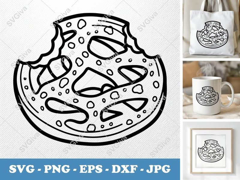 Funnel Cake SVG | Partially Eaten | Friendly Bean-Shaped Design | PNG DXF EPS | Cricut Silhouette File