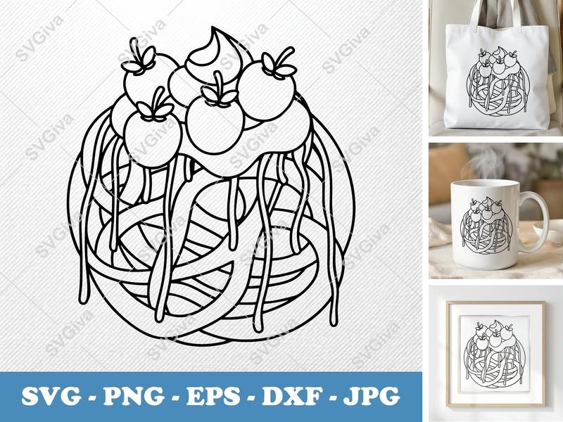 Funnel Cake SVG with Berries & Cream | Dessert Food Clip Art | PNG EPS DXF for Cricut Silhouette