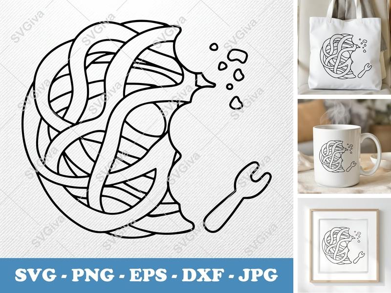 Funnel Cake SVG with Fork | Modern Clean Design, Eaten Piece, Crumbs | PNG EPS DXF for Cricut, Silhouette