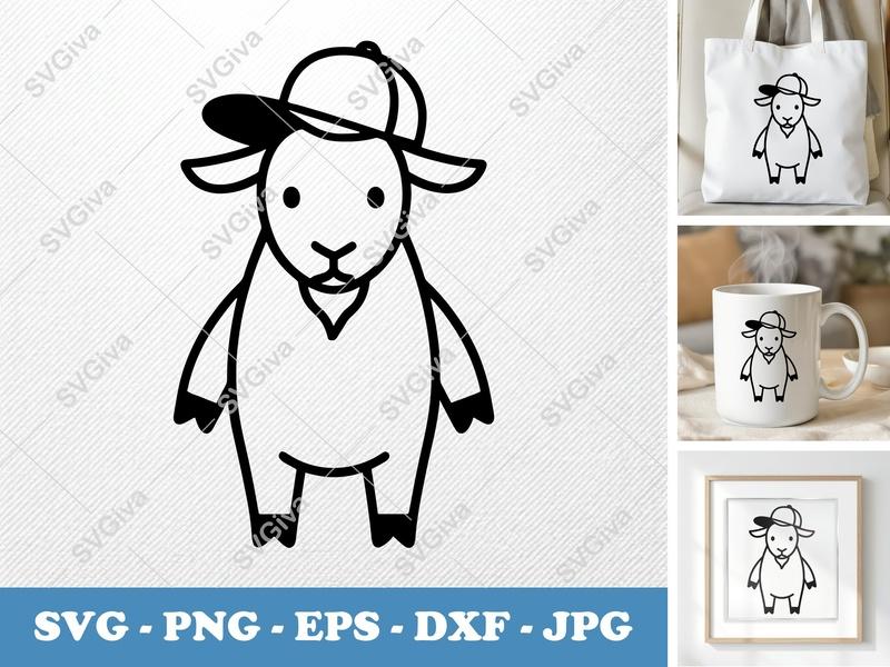 Goat in a Cap SVG PNG DXF EPS | Cricut Silhouette Cut File