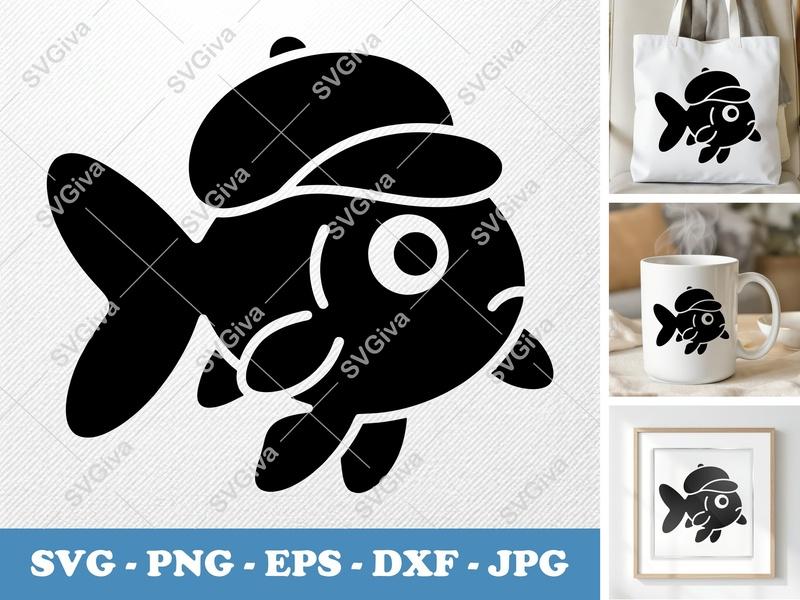 Goldfish in a Cap SVG | Puffy Inflatable Forms | Cricut Silhouette | PNG DXF EPS