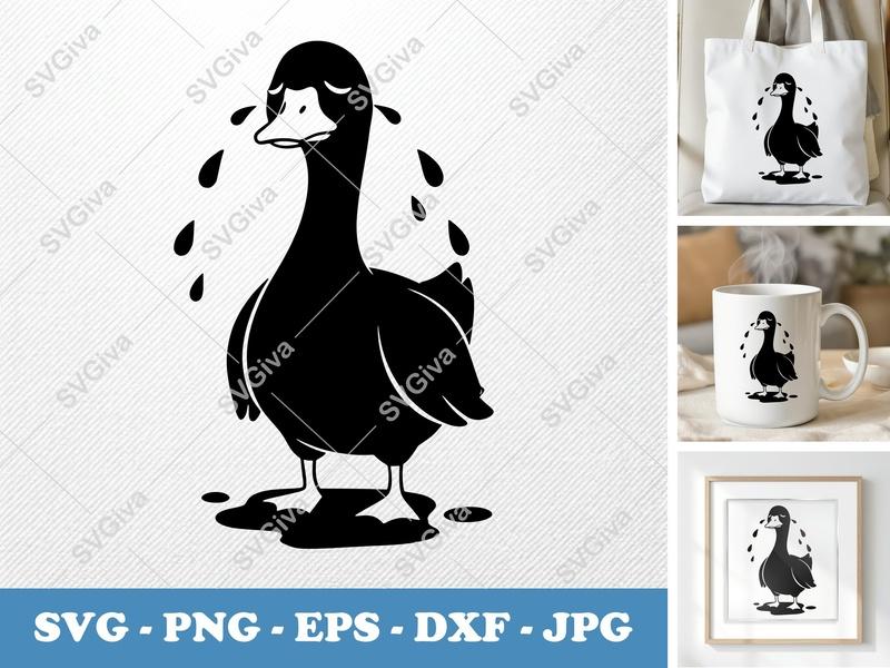 Goose Crying SVG | Puffy Soft Shapes | Inflated Pillow-Soft Design | PNG DXF EPS | Cricut Silhouette File