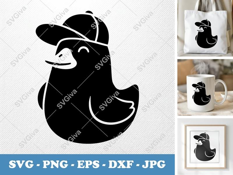 Goose in a Cap SVG | Friendly Rounded Bean-Shaped Cut File | PNG DXF EPS for Cricut Silhouette