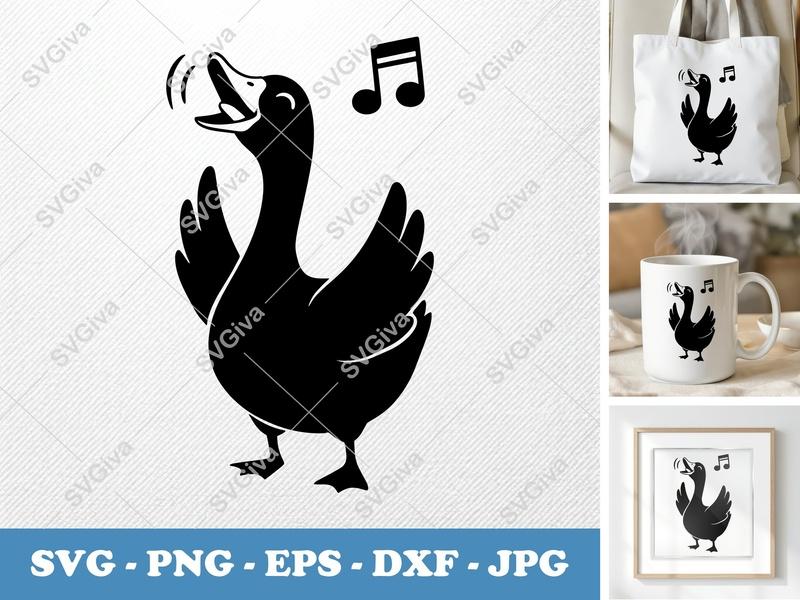 Goose Singing SVG | Puffy Soft Forms | PNG DXF EPS | Cricut Silhouette Cut File