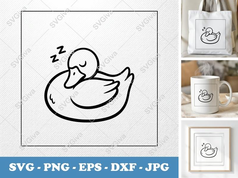 Goose Sleeping SVG | Minimalist Bold Contour | PNG DXF EPS | Cricut Silhouette Cut File