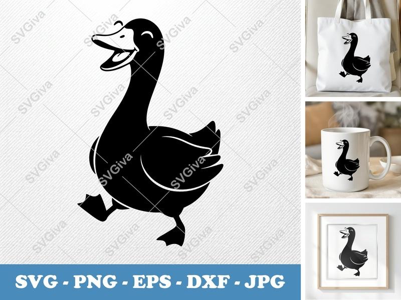 Goose Smiling Happily SVG | Puffy Pillow Soft Shapes | PNG DXF EPS | Cricut Silhouette File
