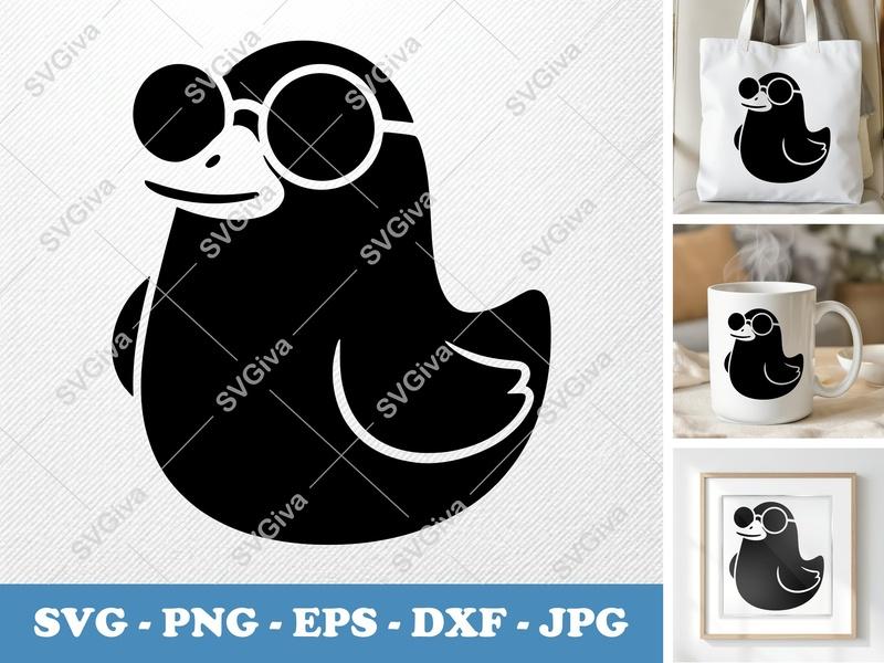 Goose Wearing Sunglasses SVG | Bean-Shaped Friendly Cut File | PNG, DXF, EPS for Cricut & Silhouette