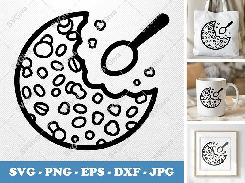 Granola partially eaten | Puffy Pillow SVG, PNG, DXF, EPS | Cricut, Silhouette Cut File | Breakfast Food Art