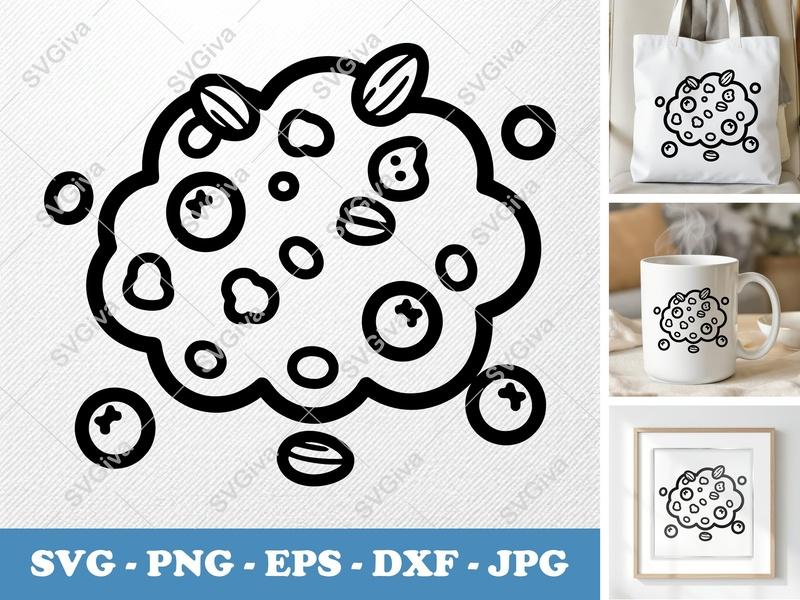Granola Puffy SVG with Garnish | Inflated Pillow-Soft Cut File | PNG DXF EPS for Cricut Silhouette