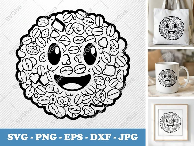 Granola SVG, Cute Kawaii Cereal Cut File, Snack Food Clipart | PNG EPS DXF for Cricut & Silhouette, Modern Clean Design