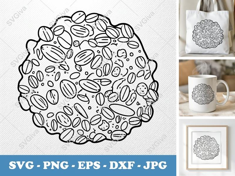 Granola SVG | Minimalist Food Clipart | Bold Contour, Clean Fill Cut File for Cricut, Silhouette | PNG DXF EPS