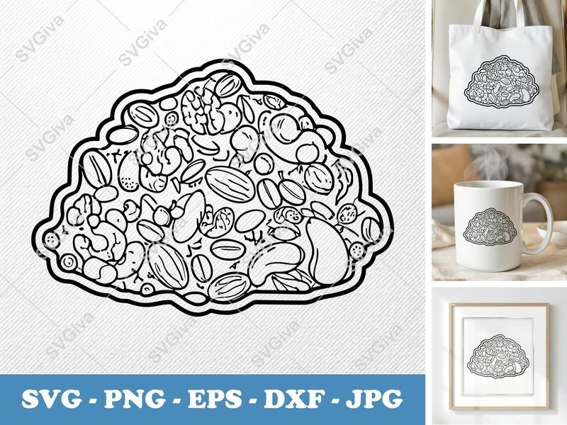 Granola SVG | Outline Style, Basic Shapes | PNG DXF EPS | Cricut Silhouette Kitchen Cut File