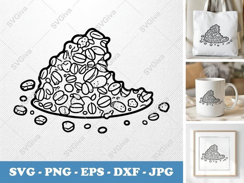 Granola SVG, Simple Outline Granola Pile, Digital Download PNG EPS DXF for Cricut & Silhouette, Food Clip Art