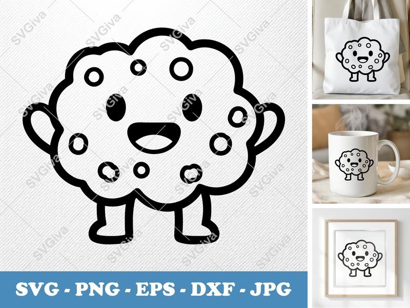 Granola with Smiling Face SVG | Puffy, Inflated Shapes | PNG DXF EPS | Cricut Silhouette File