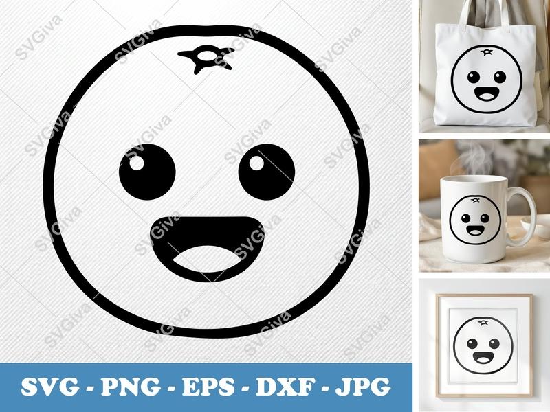 Grapefruit Kawaii SVG | Cute Fruit Face PNG EPS DXF | Cricut Silhouette Cut File | Modern Citrus Vector Clipart Instant Download