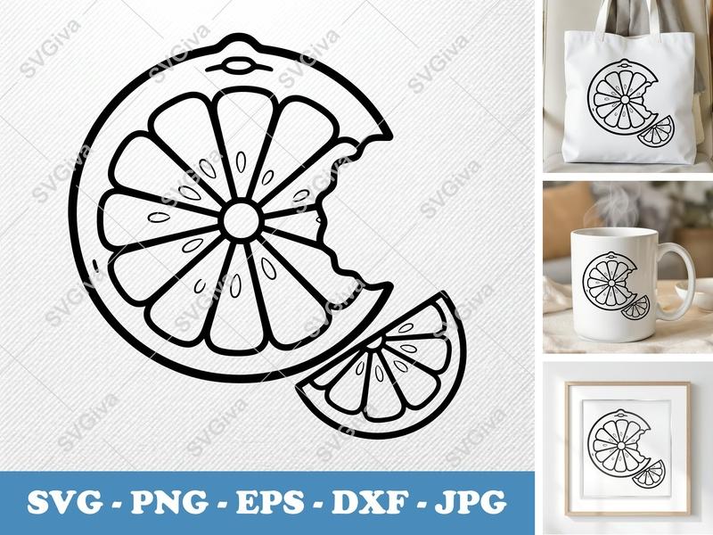 Grapefruit Partially Eaten SVG PNG DXF EPS | Citrus Cut File for Cricut Silhouette | Fruit Vector Art
