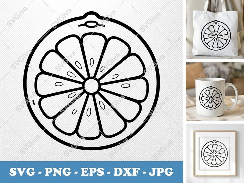 Grapefruit SVG | Citrus Fruit Cut File PNG DXF EPS for Cricut Silhouette