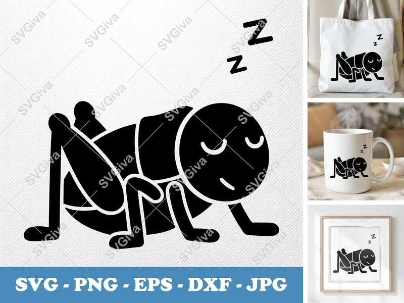 Grasshopper Sleeping SVG | Puffy Pillow Soft Shapes | PNG DXF EPS | Cricut Silhouette File