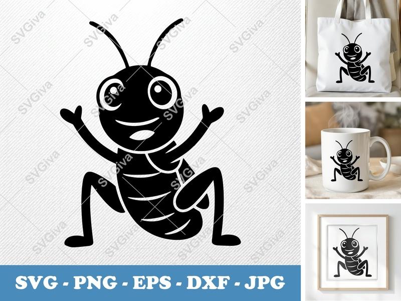 Grasshopper SVG, Cute Bug Clipart, Insect Vector, Modern Clean Design, PNG EPS DXF | Cricut & Silhouette Cut File