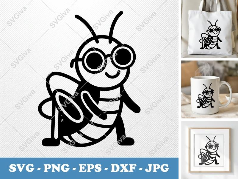 Grasshopper SVG, Cute Bug Clipart, Modern Insect Design, Cartoon Animal PNG EPS DXF | Cricut & Silhouette Cut File