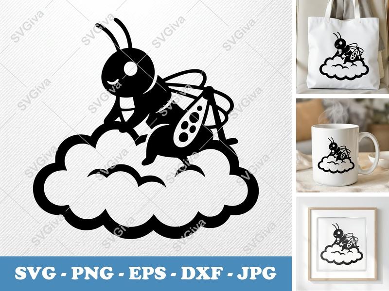 Grasshopper SVG | Modern Clean Design, Insect Cut File | PNG, EPS, DXF for Cricut & Silhouette | Bug Clipart