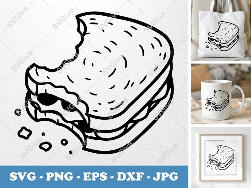 Grilled Cheese SVG | Bitten Sandwich Modern Clean Design | PNG EPS DXF | Cricut Silhouette Cut File