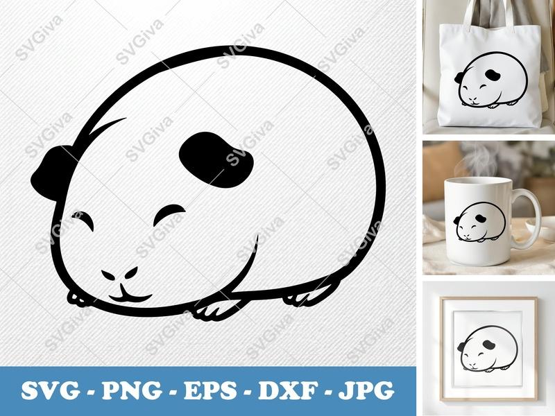 Guinea pig sleeping SVG | Simple Minimalist Cut File | Bold Contour Design | PNG DXF EPS | Cricut Silhouette Ready