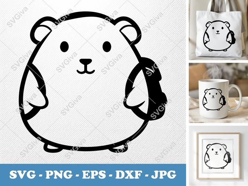 Guinea Pig SVG | Cute Animal Cut File PNG EPS DXF | Modern Pet Clipart for Cricut & Silhouette | Simple Cartoon Rodent