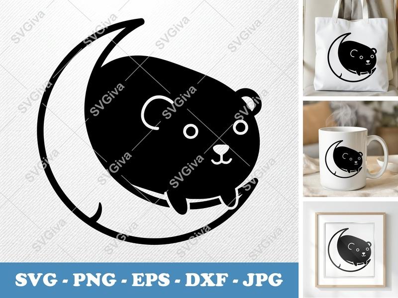 Guinea Pig SVG | Cute Moon Animal Cut File | Modern Pet Clipart | PNG EPS DXF for Cricut, Silhouette