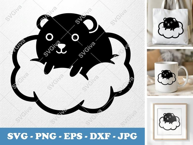 Guinea Pig SVG | Cute Pet Animal in Cloud | Modern Clean Design | PNG EPS DXF for Cricut & Silhouette