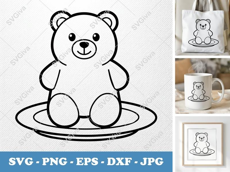 Gummy Bear on a Plate SVG PNG DXF EPS | Cute Candy Cut File Cricut Silhouette