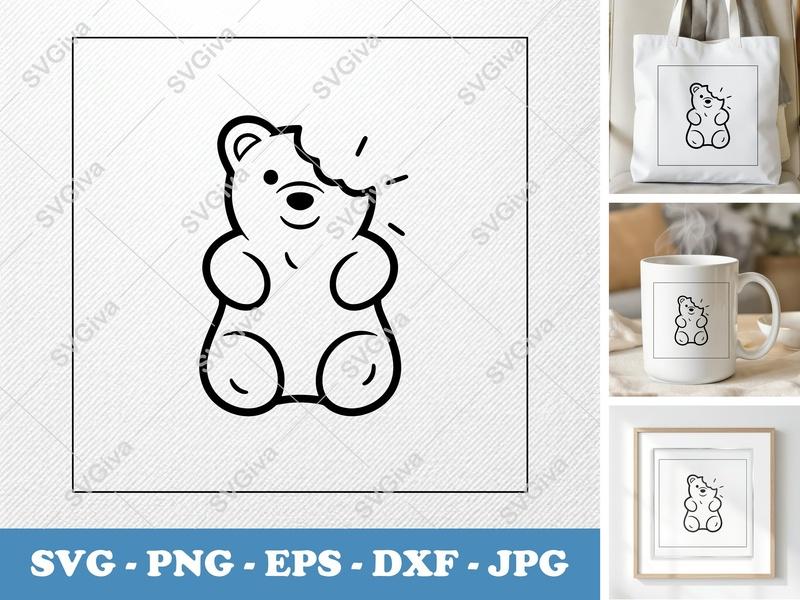Gummy Bears Partially Eaten SVG PNG DXF EPS | Candy Snack Cut File for Cricut Silhouette