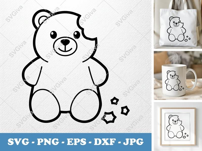 Gummy Bears Partially Eaten SVG PNG DXF EPS | Cute Bear Cricut Silhouette File